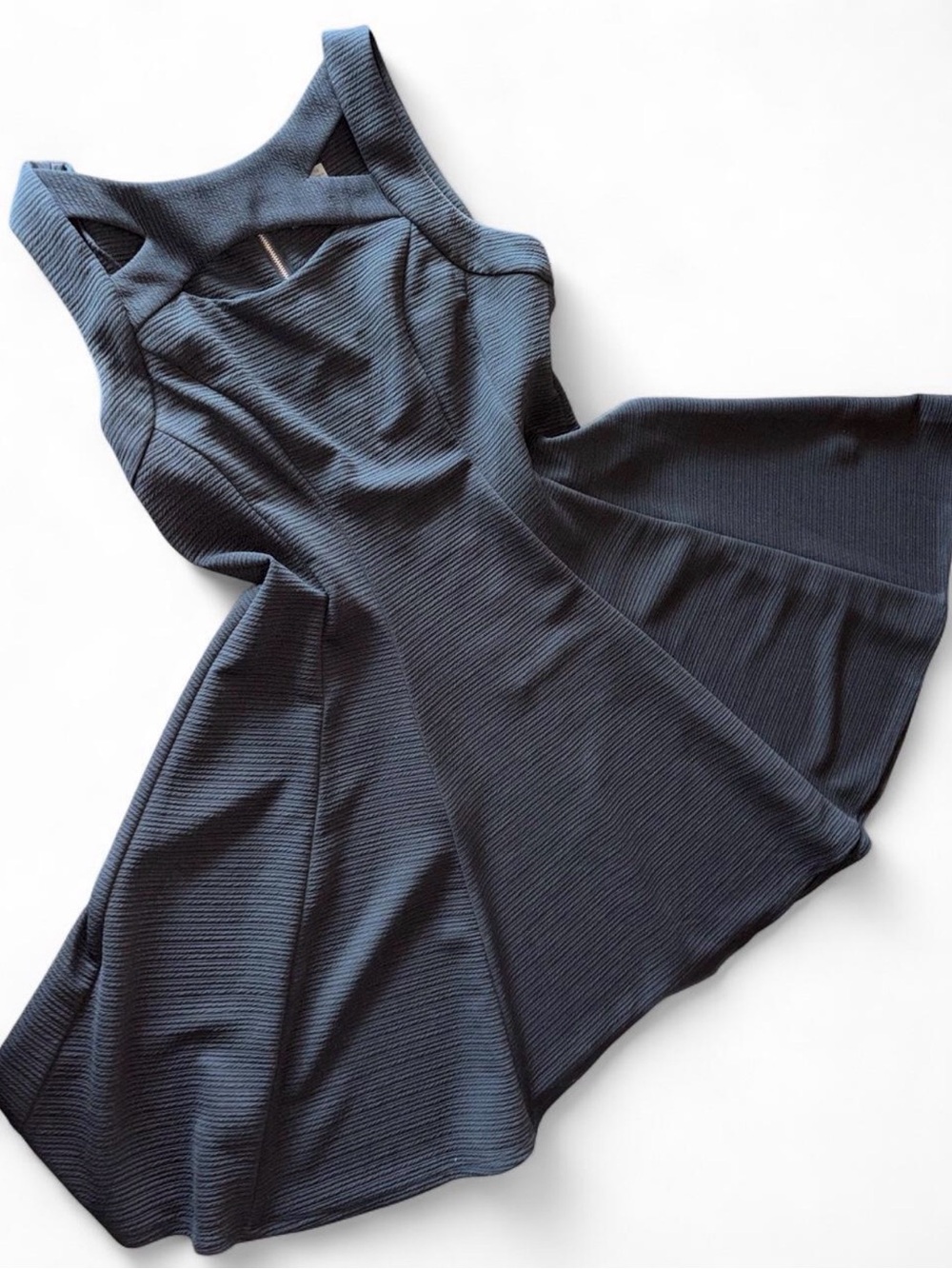 Gabby Skye Navy Textured Sleeveless Jumpsuit